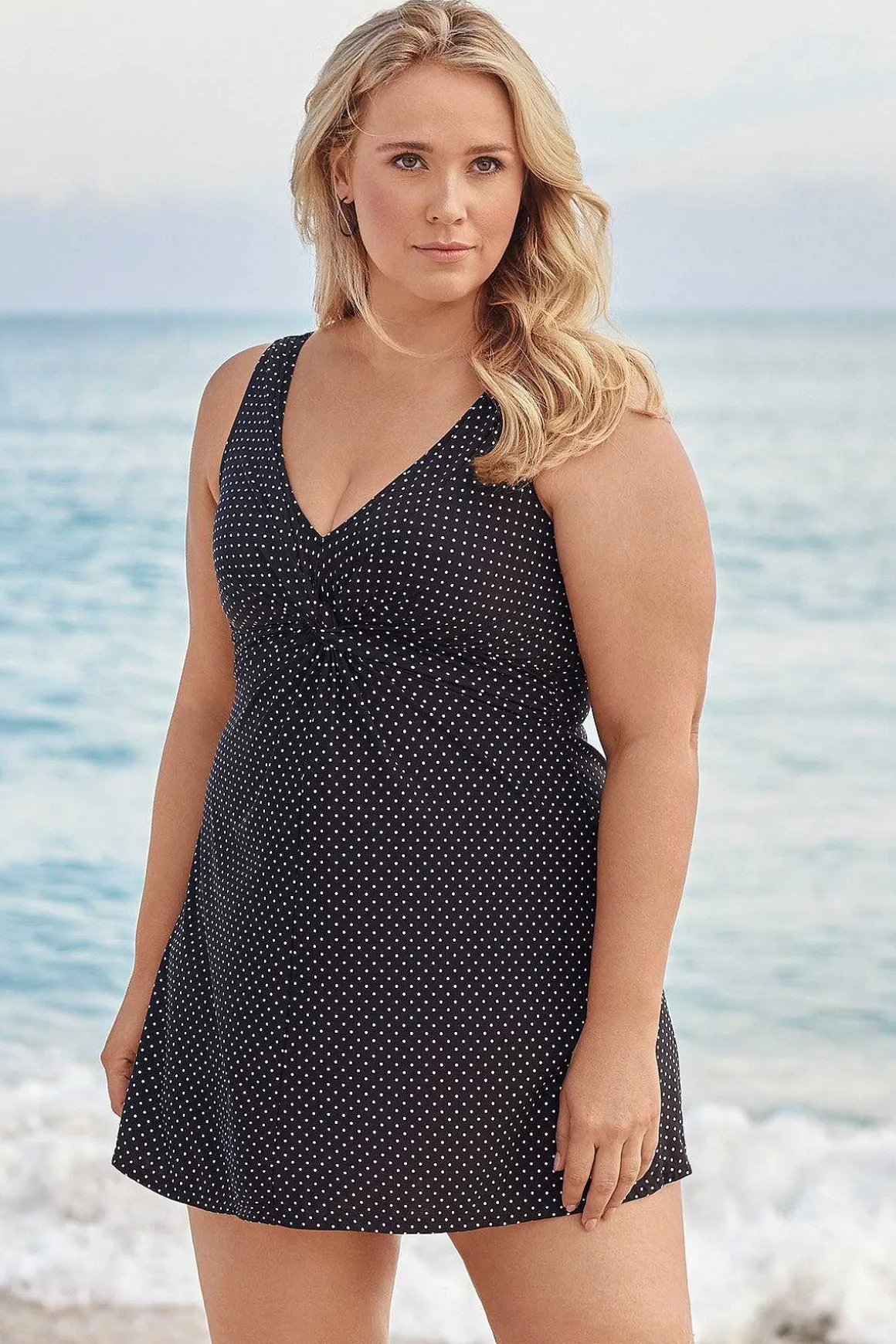 Grote Maat Pin Point Marais Zwemjurk Uit Een Stuk