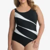 Plus Size Colorblock Helix Zwempak Uit Een Stuk