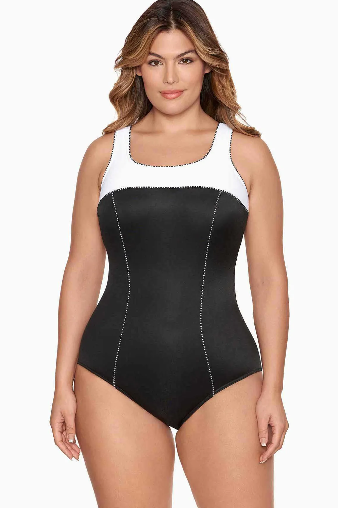 Plus Size Colorblock Touche Badpak Uit Een Stuk