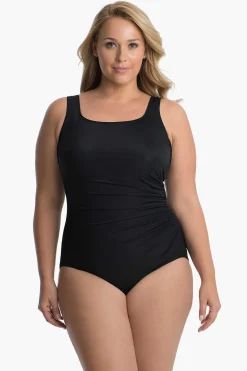 Plus Size Effen Sideswipe Badpak Uit Een Stuk