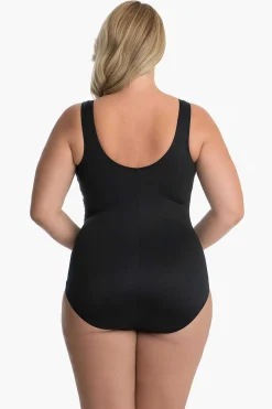 Plus Size Effen Sideswipe Badpak Uit Een Stuk